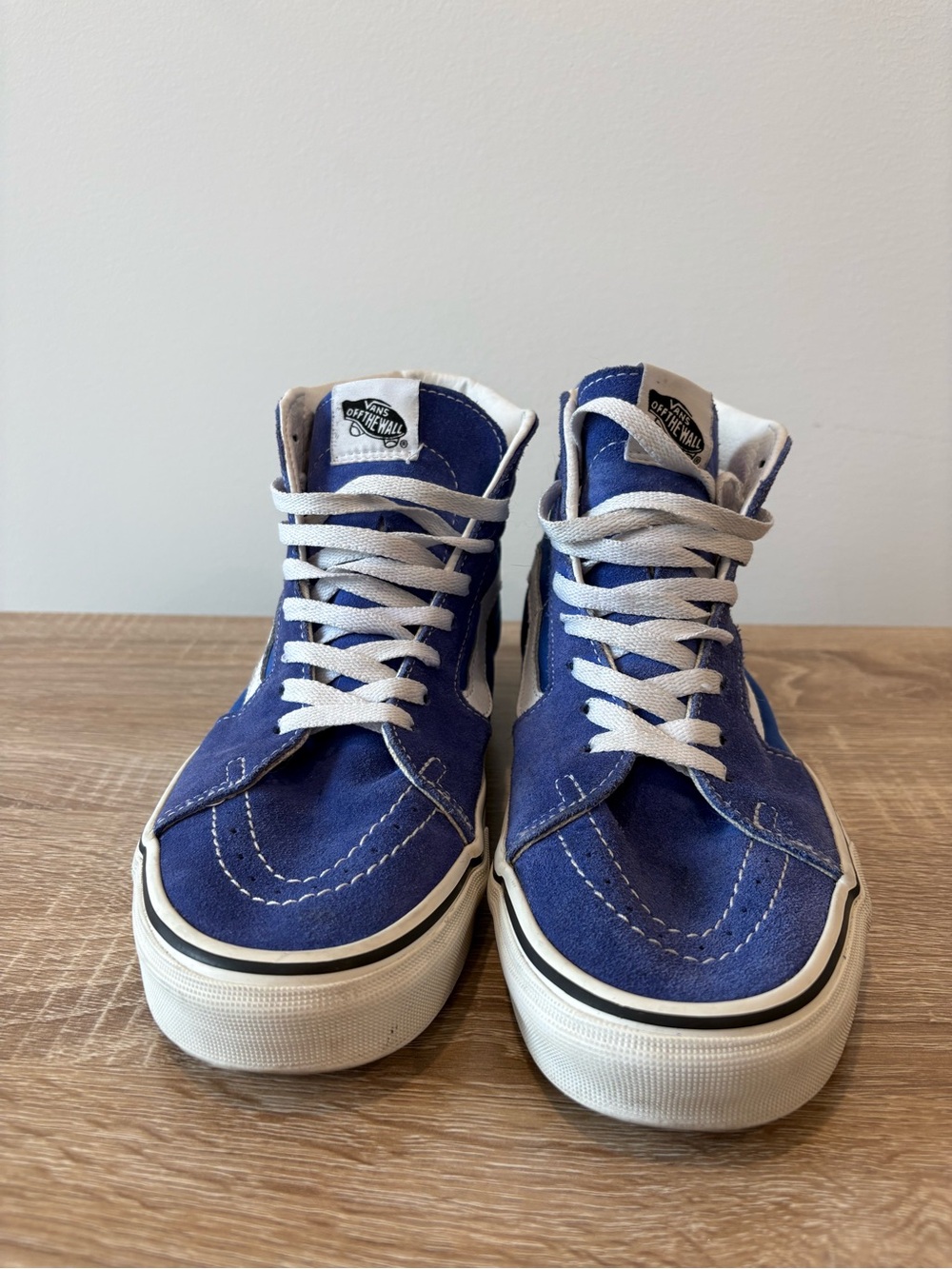 Vans High-Top Skate Sneakers in Blue and White